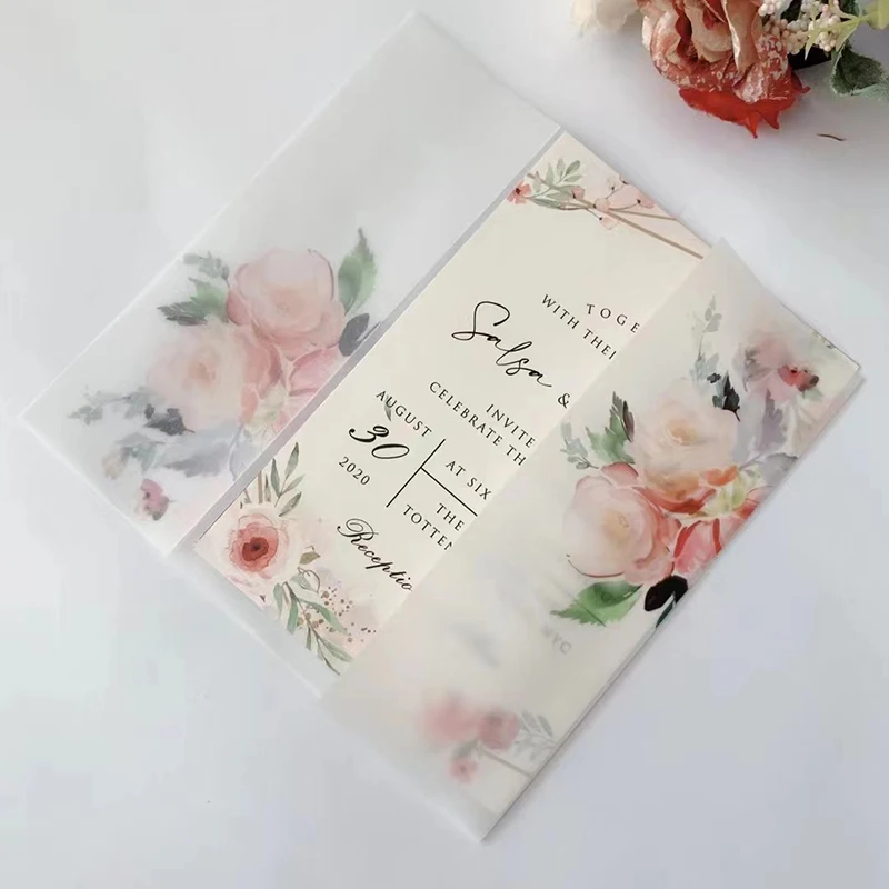 Biglietti D'Invito Con Lamina Oro Rosa 'You Are Invited' - 24 Pezzi 10x15cm + 26 Buste Kraft, Per Matrimoni, Compleanni, Baby Shower
