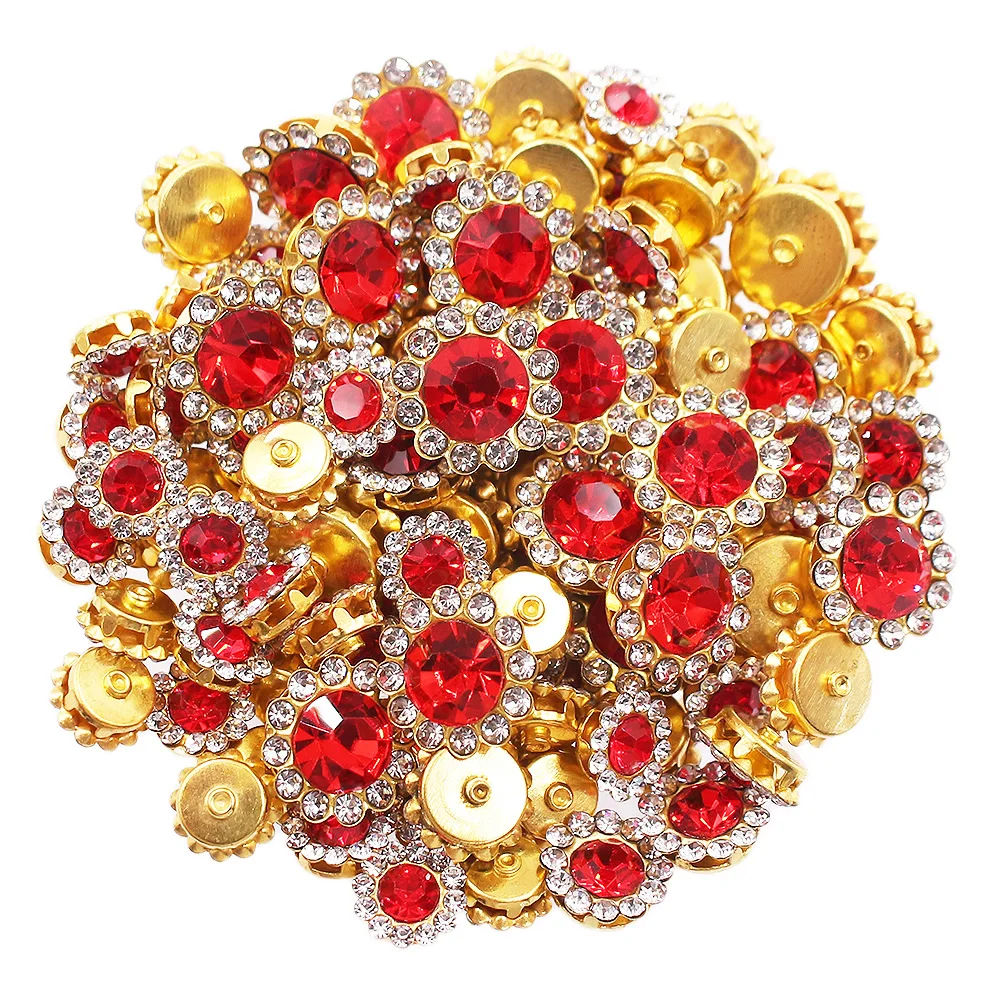 

Mix Size Claw Cup Rhinestones Button Gold Flatback Base Crystals Strass Beads Trim Sewing Rhinestones For Clothes Bag Decoration