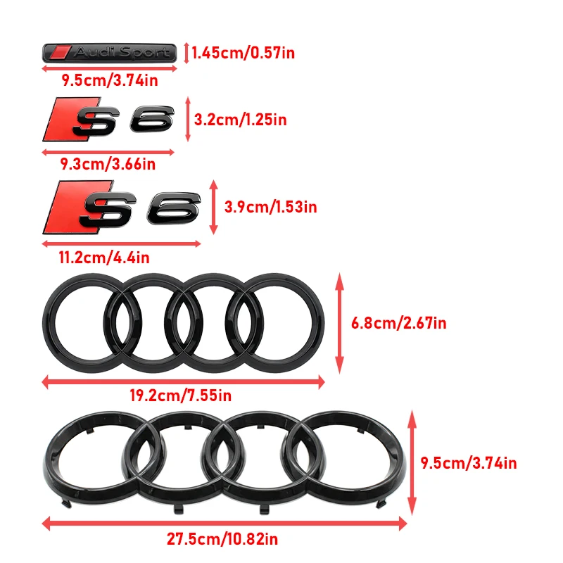 Glossy Black Hood & Trunk Emblem Badge Stickers - Car Styling Accessories