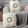 Fashion Modern Style Pink White Throw Pillows 45*45cm Velvet Stitching 3D Chrysanthemum Cushion Waist Pillow Blue Cushion Case 3