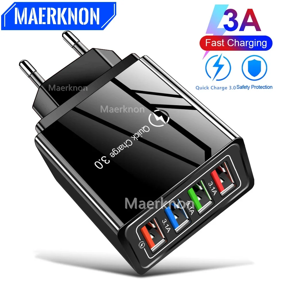 Caricabatterie Usb Quick Charge 3.0 4.0 3.1A Caricabatterie Per Cellulare A Parete Veloce Per Iphone 11 Samsung S9 S8 Adattatore A 4 Porte Caricatore 
