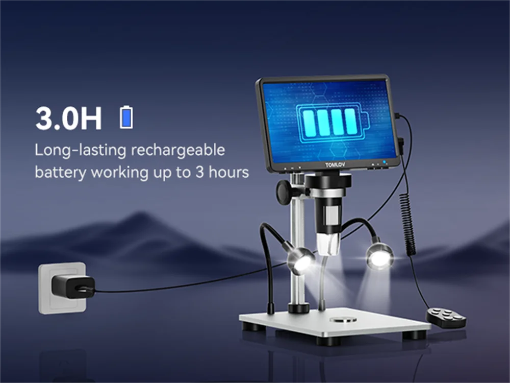 TOMLOV Digital USB Microscope DM9 1200X 1080P LCD Video Microscope for Adult Electronica Soldering PC View Coin Magnifier 5