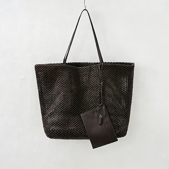Borsa da Spiaggia Intrecciata Traforata in Paglia e Corda di Carta Stile Bohemien da Donna, Borsa a Spalla, NUOVA Borsa Estiva da Viaggio, Shopper Chic