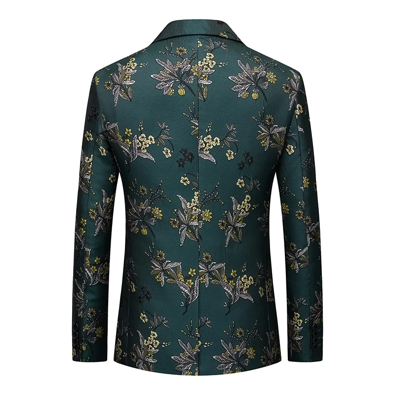 M-6XL Plus Size Men's Wedding Suit Jacket Blazer Stylish One Button Slim Fit Floral Tuxedo Party Wear Stage Singer Clothing 5XL