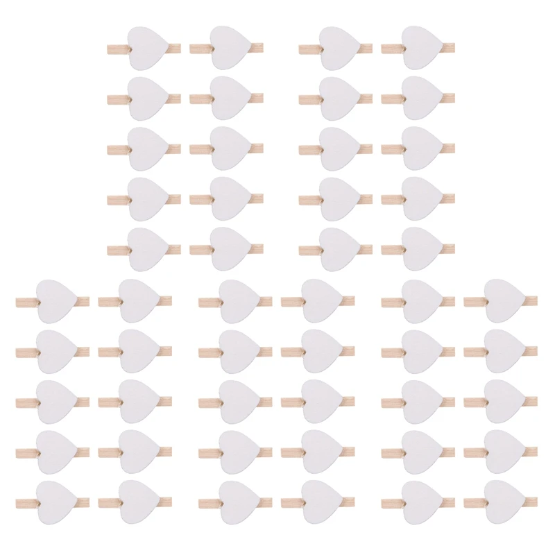 2X małe Mini drewniane kołki do ubrań/ozdobne kołki z sercami, białe
