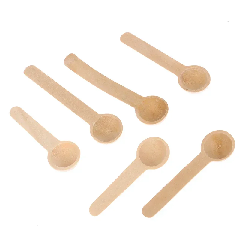 10pcs Mini Wooden Spoon Short Handle Small Kitchen Spice Condiment Teaspoon Sugar Ice Cream Coffee Scoop Kitchen Accessories