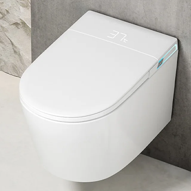 Wall-Hung Automatic Lid Flip Smart Toilet Seasonal Temp Control Built In WaterTank Toilet RemoteControl Heated Seat Auto Flush 1