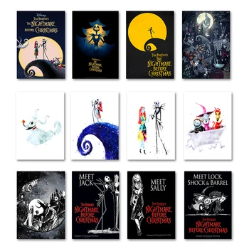 Classic Film The Nightmare Before Christmas Anime Figure Jack Poster Prints Canvas Painting Wall Art Pictures Home Room Decor
