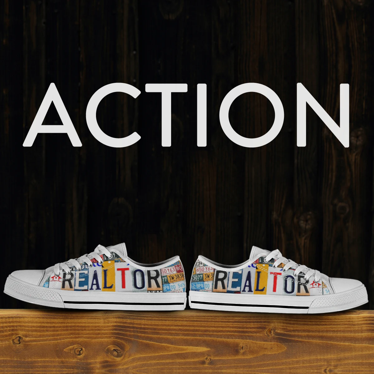 License Plate Realtor Design Ladies Shoes Casual Flats Shoes For Women Low Top Canvas Shoes For Women Brand