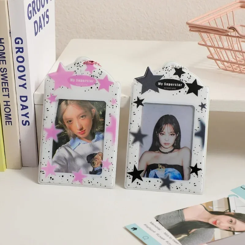 

INS Star Print Photocard Holder Keychain Kpop Photocards Instax Mini Photo Card Holder for Slides Scrapbook Bag Charm Pendant