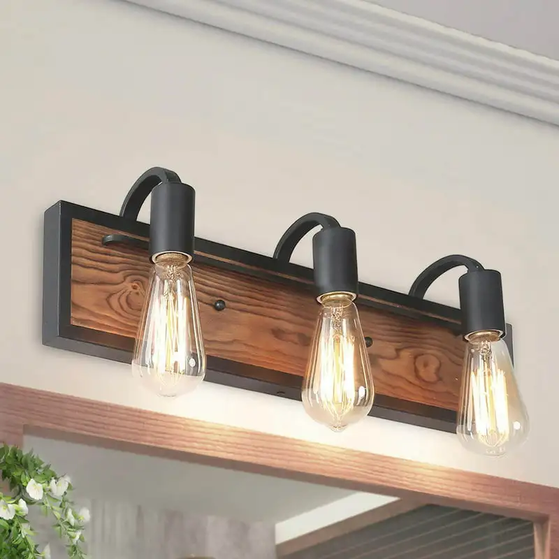 

Black and Brown Wood Farmhouse Bathroom Vanity Light,21.3"L x 4.3"D x 5.9"H