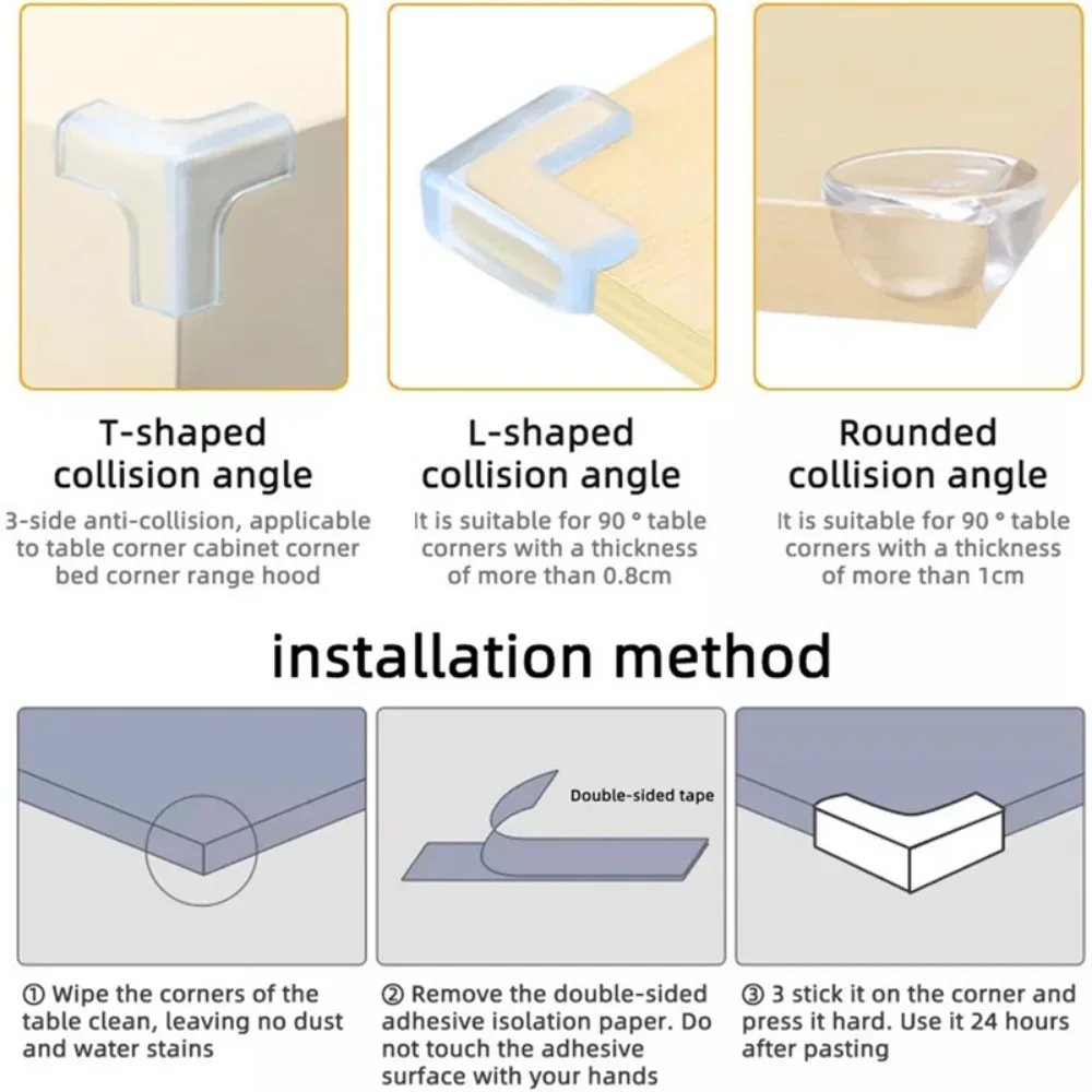 Baby Safety Silicone Protector Table Corner Edge Protection Cover Transparent Anti Collision Soft Guard Home Tool 4/8/10/12Pcs
