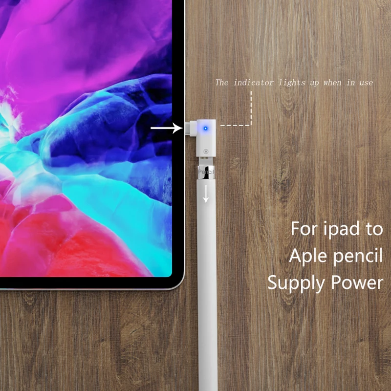 New Upgrade For Apple Pencil Adapter Lightnin to Type-C Converter Charging  Connector White With Blue Indicate For Ipad