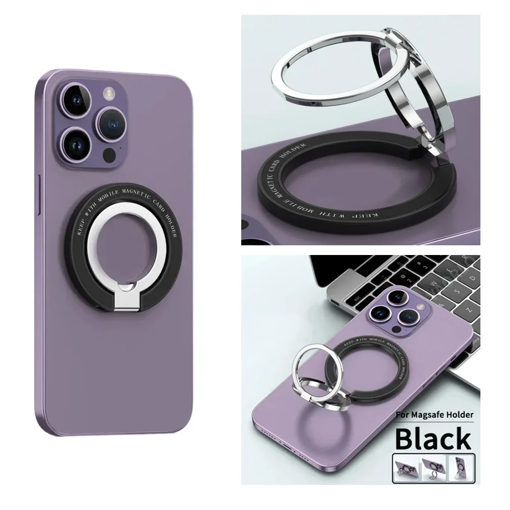 Magnetic 360° Rotating Metal Phone Grip & Kickstand with Finger Ring Holder