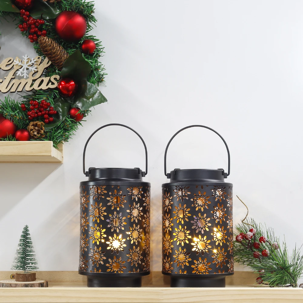 2Pcs Flower Pattern Candle Holder Vintage Iron Lanterns with Handle Table  Candlestick Wedding Home Decor Lighting No Candles - AliExpress, image size:1000x1000