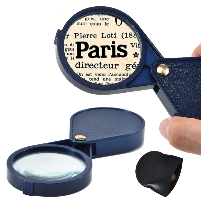 Lot de 4 Loupe de Poche Pliable (2x50mm + 2x60mm) - Mini Loupe Grossissante avec Étui Rotatif - Loupe de Lecture Haute Définition pour Livres, Journaux, Cartes, Bijoux et Travaux de Précision