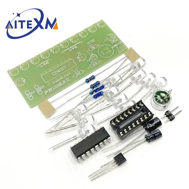 Набір світлодіодного водяного світла з голосовою активацією CD4017 Керування ліхтарем Весела електронна продукція Навчання Навчання Електронний комплект своїми руками YANXD