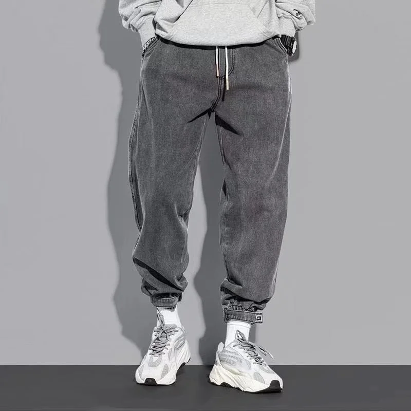

Jeans Men Autumn New Streetwear Casual Men Jeans Outdoor Fashion Loose Harem Pants Elastic Waist Male Washed Denim Jeans 4XL