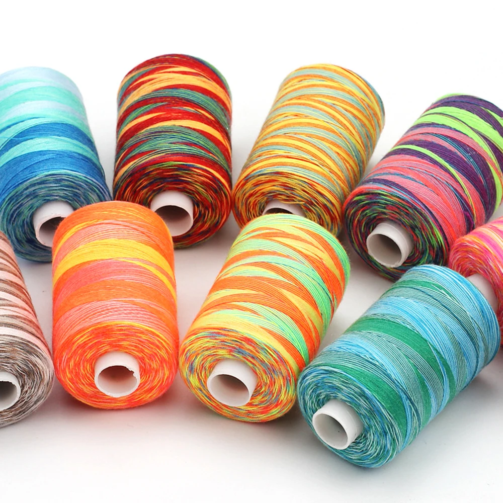 300/1000Yards Rainbow Polyester Sewing Thread for Needlework&Machine Sewing embroidery thread