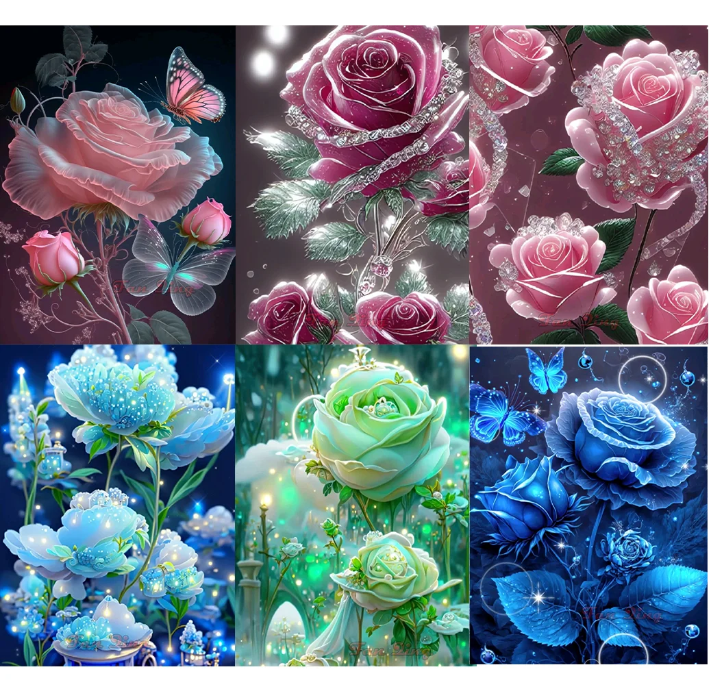 DIY Diamond Painting New Rose Butterfly Diamond Embroidery Flower