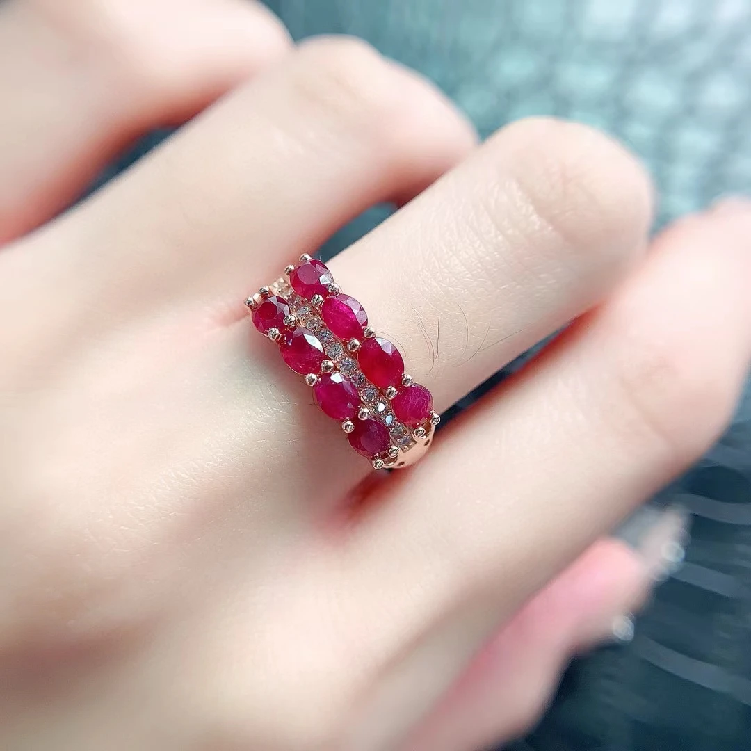 

Роскошное серебряное кольцо с натуральным Рубином диаметром 3 мм * 4 мм диаметром всего 1 карат для драгоценных камней с золотым покрытием