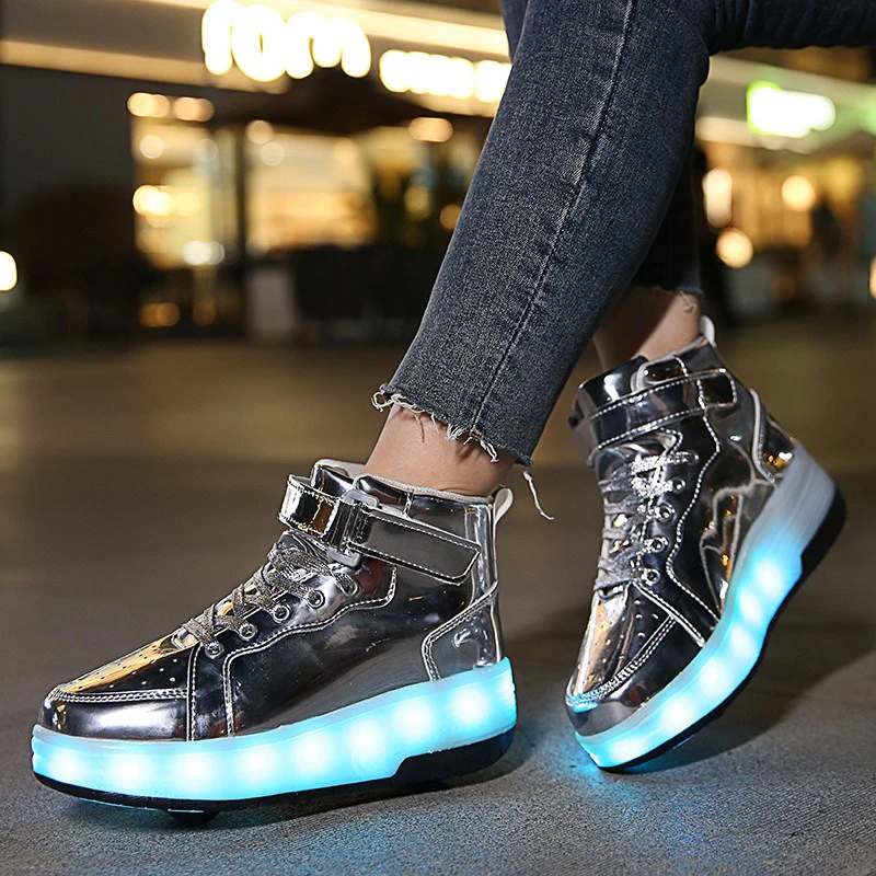 

Skate Fashion Casual Shoe Rollers Shoes For Kids Parkour Deform Sneakers Adjustable Wheel Light Up Heel Skates Shoe