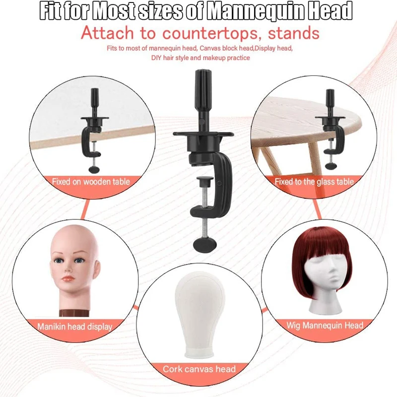 Wig Mannequin Head Clamp Stand 1 Pc Cosmetology Manikin Stand Mannequin Head Holder Clamp Black Wig Stand Holder