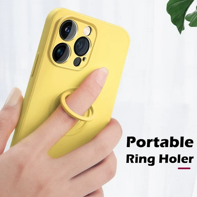 Funda con soporte de anillo de silicona líquida de lujo para iPhone, 15, 14, 13, 12, 11 Pro Max, Mini, X, XR, XS Max, 7, 8 Plus, SE, 2020, 2022 - Image 6