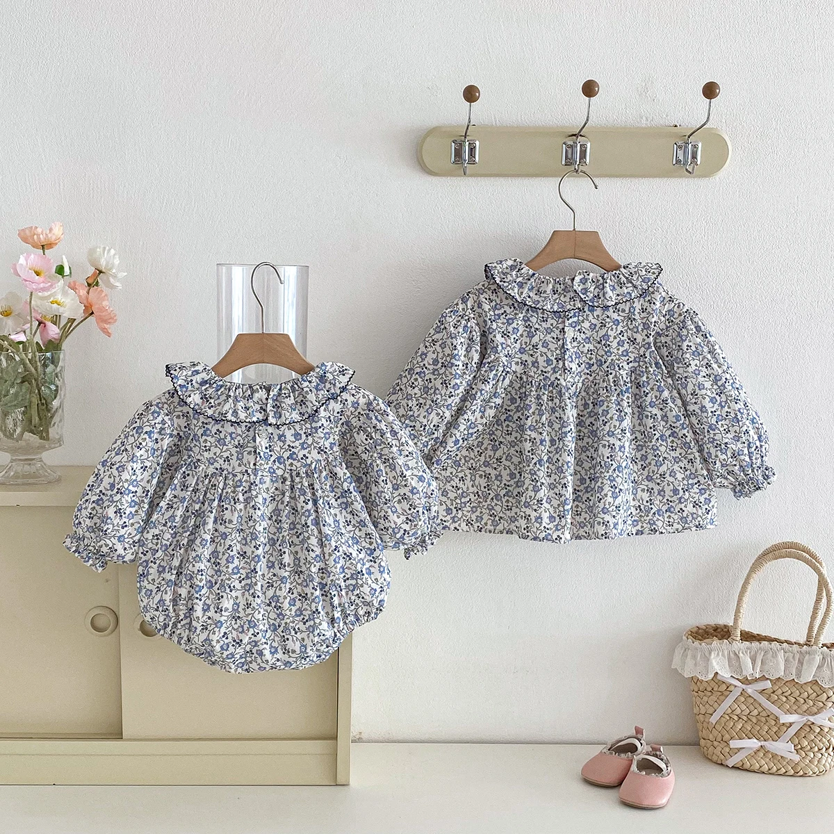 Kleinkinder Mädchen Blumenblusen Kinder Mädchen Puffärmel Geraffte Rüschen Tops Koreanischer Stil Baby Kinder Lose Hemden Kinderkleidung – Detail 2