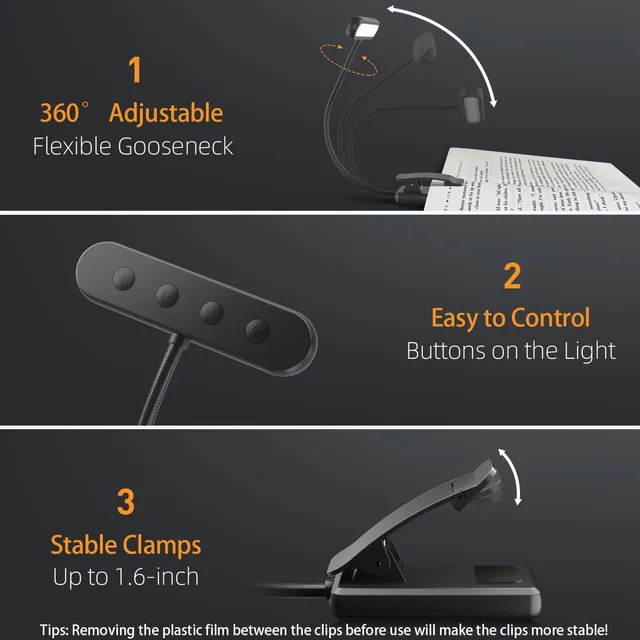 USB Rechargeable Clip-On Book Light 5