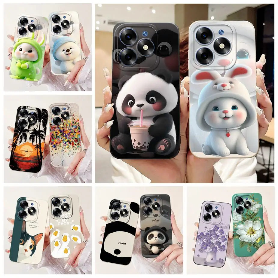 Cute Panda Cartoon Cover - Soft Silicone Case for Tecno Spark 20 Series