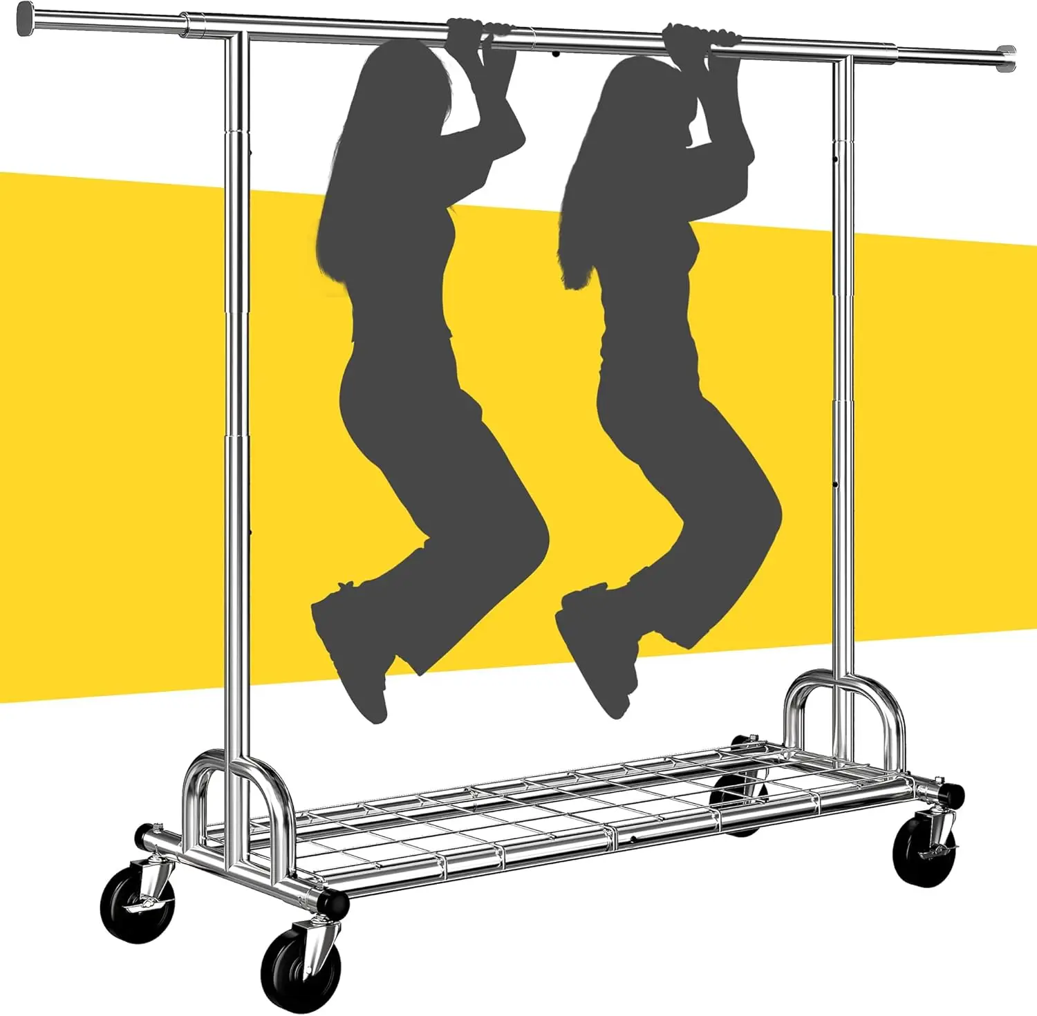 Heavy Duty Clothes Rack, Clothing Racks for Hanging Heavy Clothes 300+, Rolling Clothing Rack Load 485 LBS