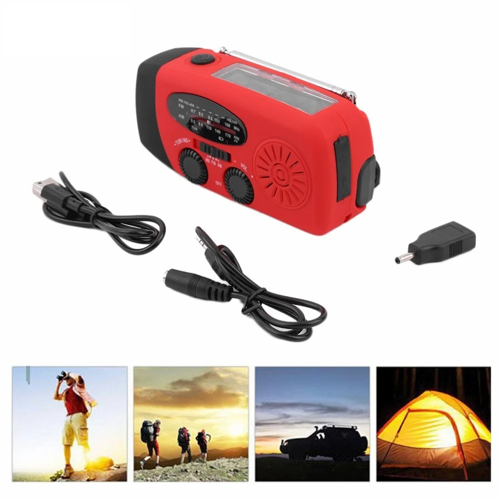 Survival Tool Protable Emergency Solar Hand Crank Dynamo AM/FM/WB Weather Radio LED Flashlight Charger Waterproof