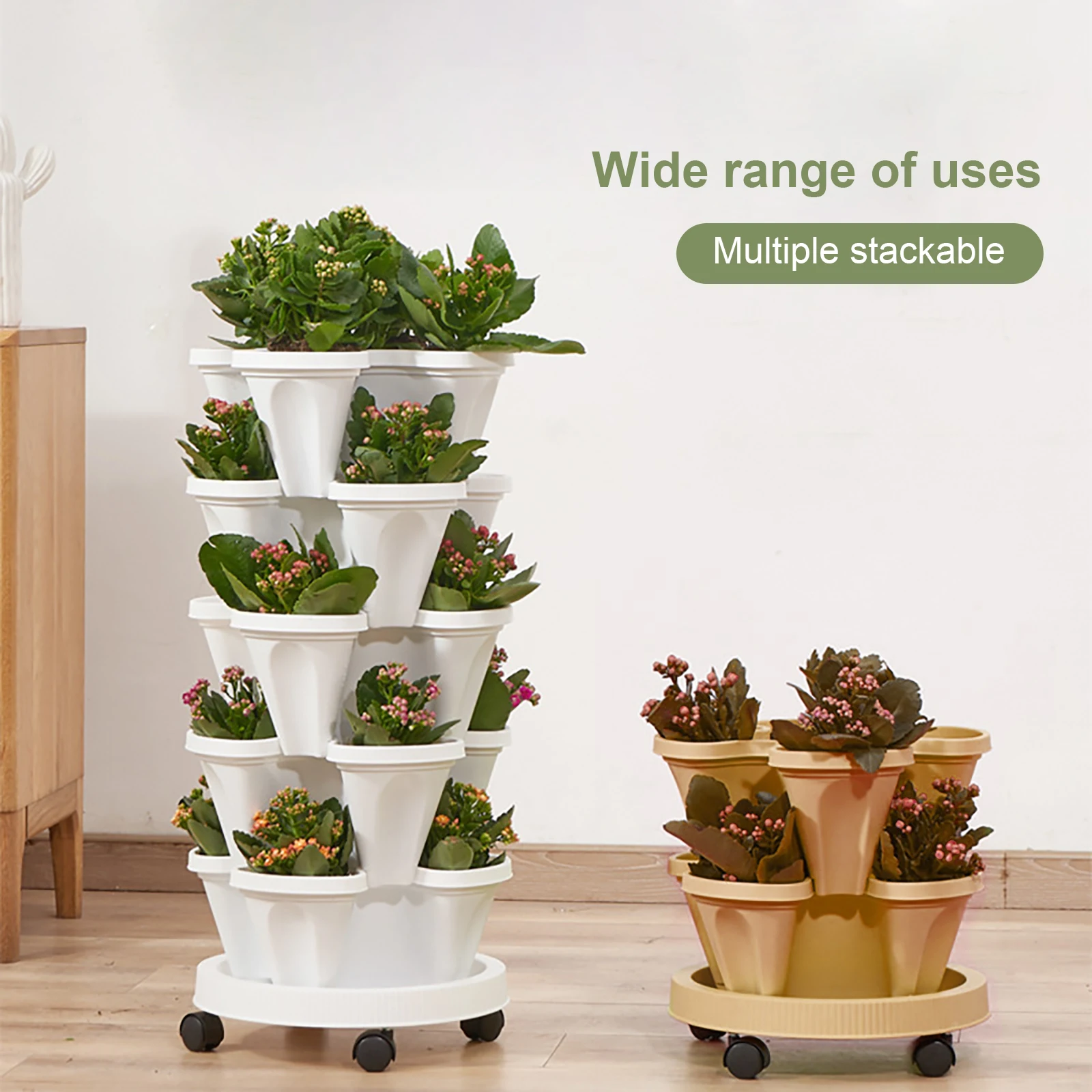 Plastic Stackable Vertical Flower Plant Pot Seedling Holder Garden