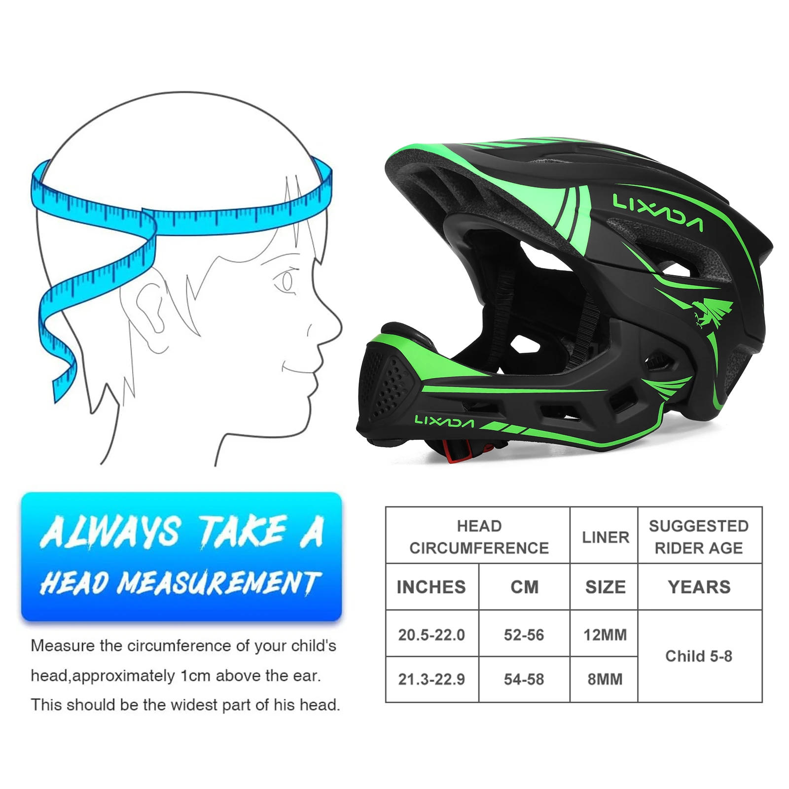 Lixada Kids Detachable Full Face Helmet Sports Safety Bike Helmet Protective Gear for Cycle Skateboarding Roller Skating Scooter 6
