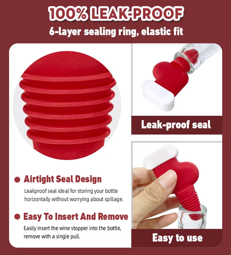 Christmas Silicone Wine Bottle Stopper Set 6
