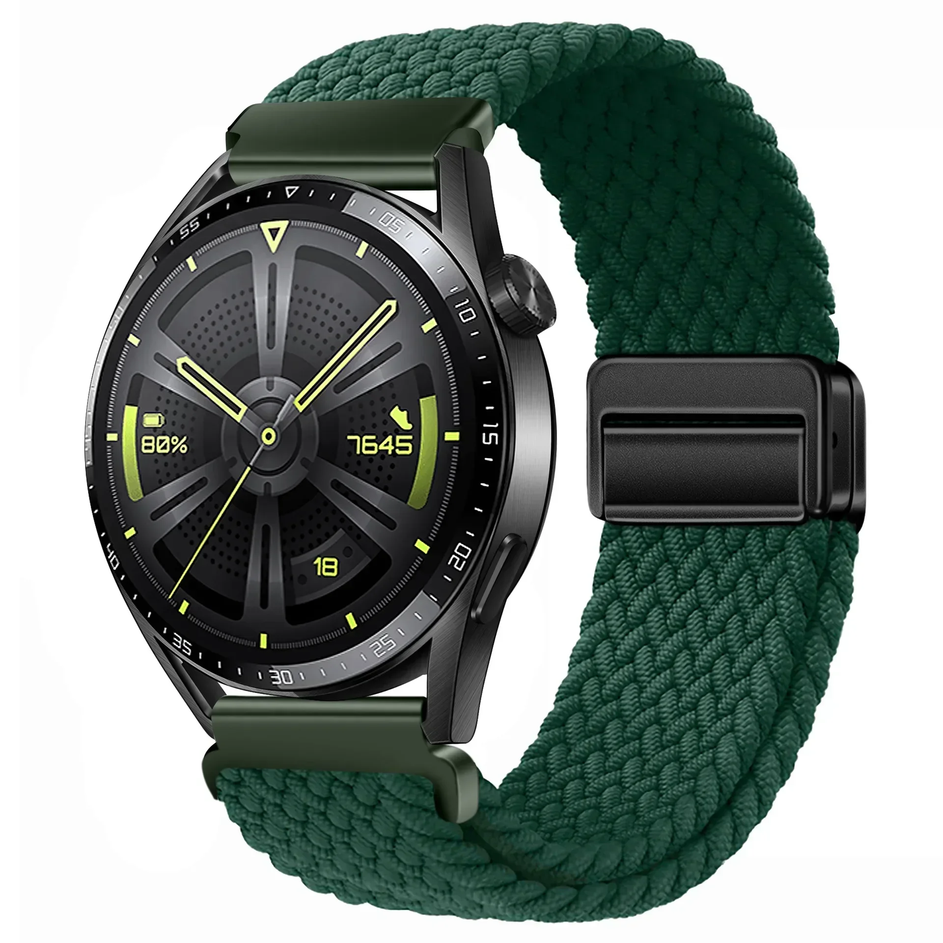 Braided Solo Loop Strap with Magnetic D Buckle, 22mm - Versatile Smartwatch Band