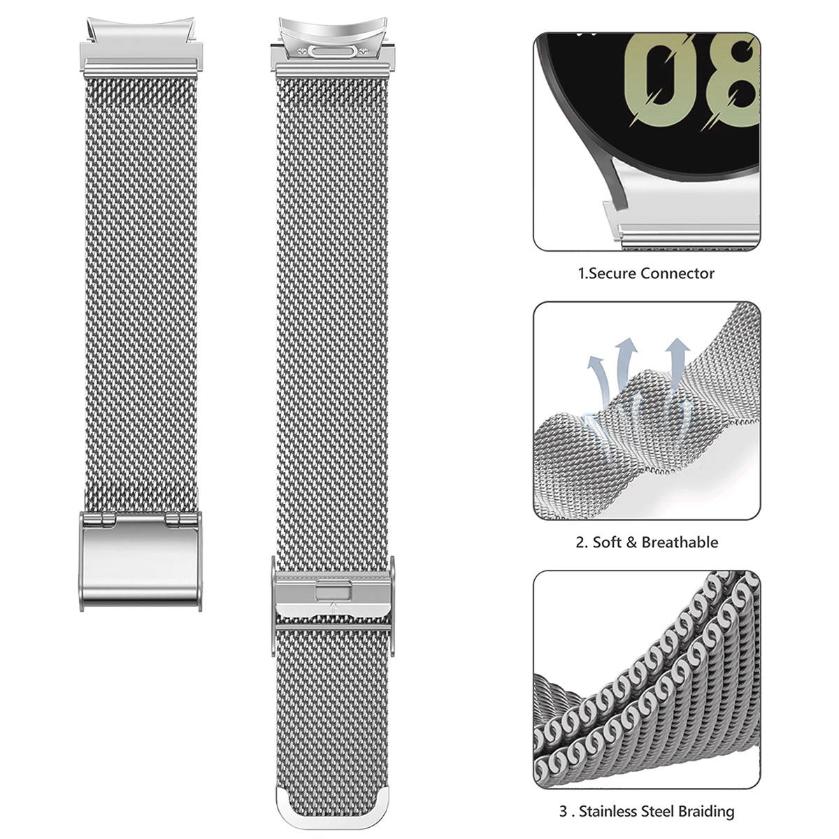 Elegant Milanese Mesh Metal Band for Smartwatch - Quick Fit Design Bracelet Strap