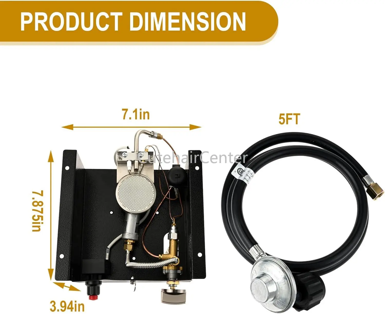 4 Bolts Propane Burner with Regulator Valve Assembly Kit 5 Feet Low Pressure Hose QCC Female Connector 3/8" Swivel Female Exit