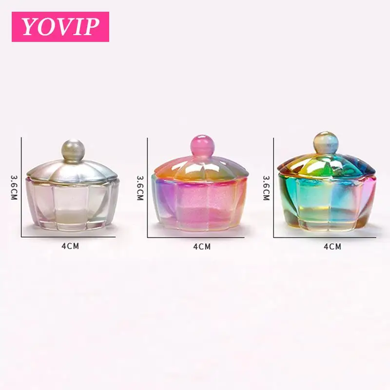 사각형 컵 아크릴 액체 접시, 무지개 크리스탈 투명 크라운 유리 컵, 뚜껑 그릇, 아크릴 파우더 네일 아트 도구 키트, 1 개