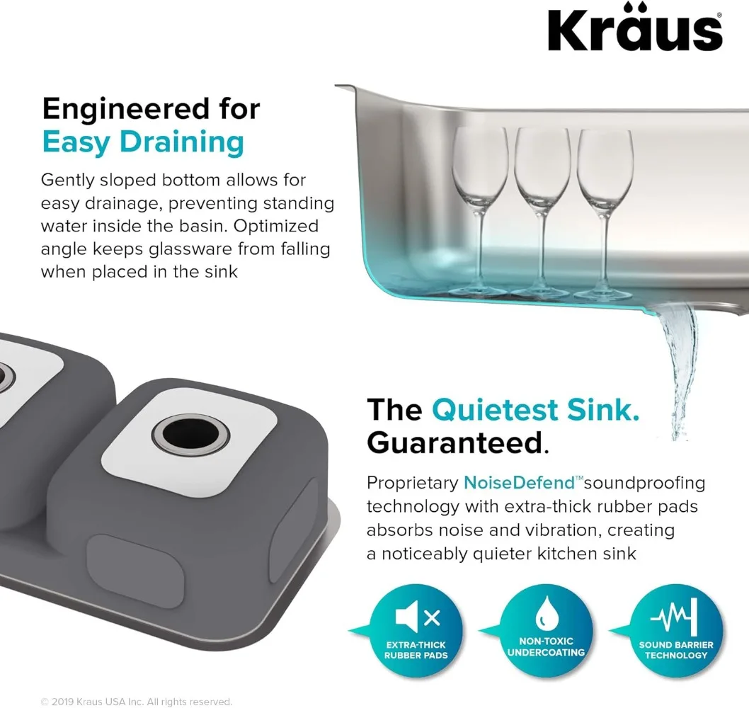 Kitchen Combo Set with 33-inch 16 Gauge Undermount Kitchen Sink and Bolden 18-inch Pull-Down Commercial Style Kitchen Faucet 6