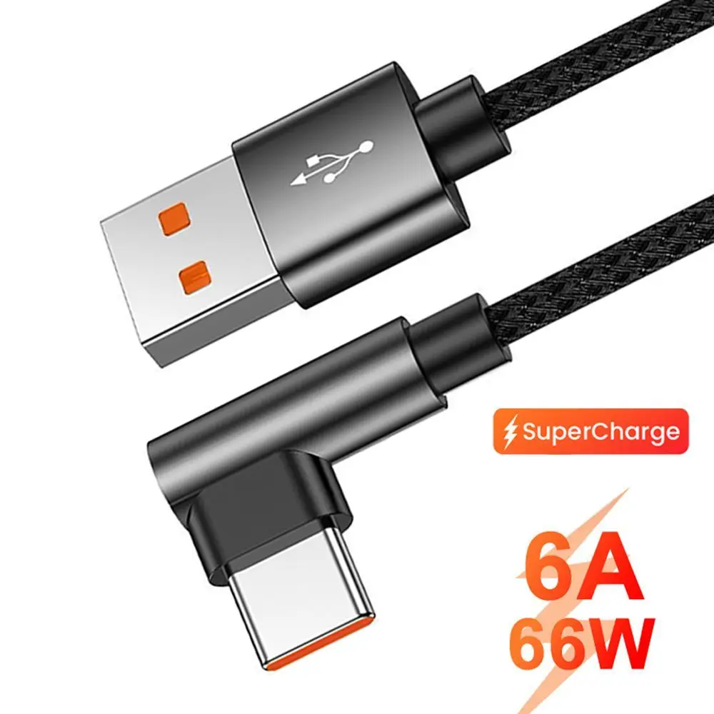 66W PD Fast Charging Line USB C to USB Type C Cable Quick Charge 4.0 Right Angle Wire 90 Degree Data Cable For Laptop Phone