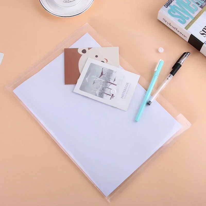 5/10pcs/set A4 Folder Bag Office School Supplies Best Transparent Plastic File Bag Folder Transparent File Paper