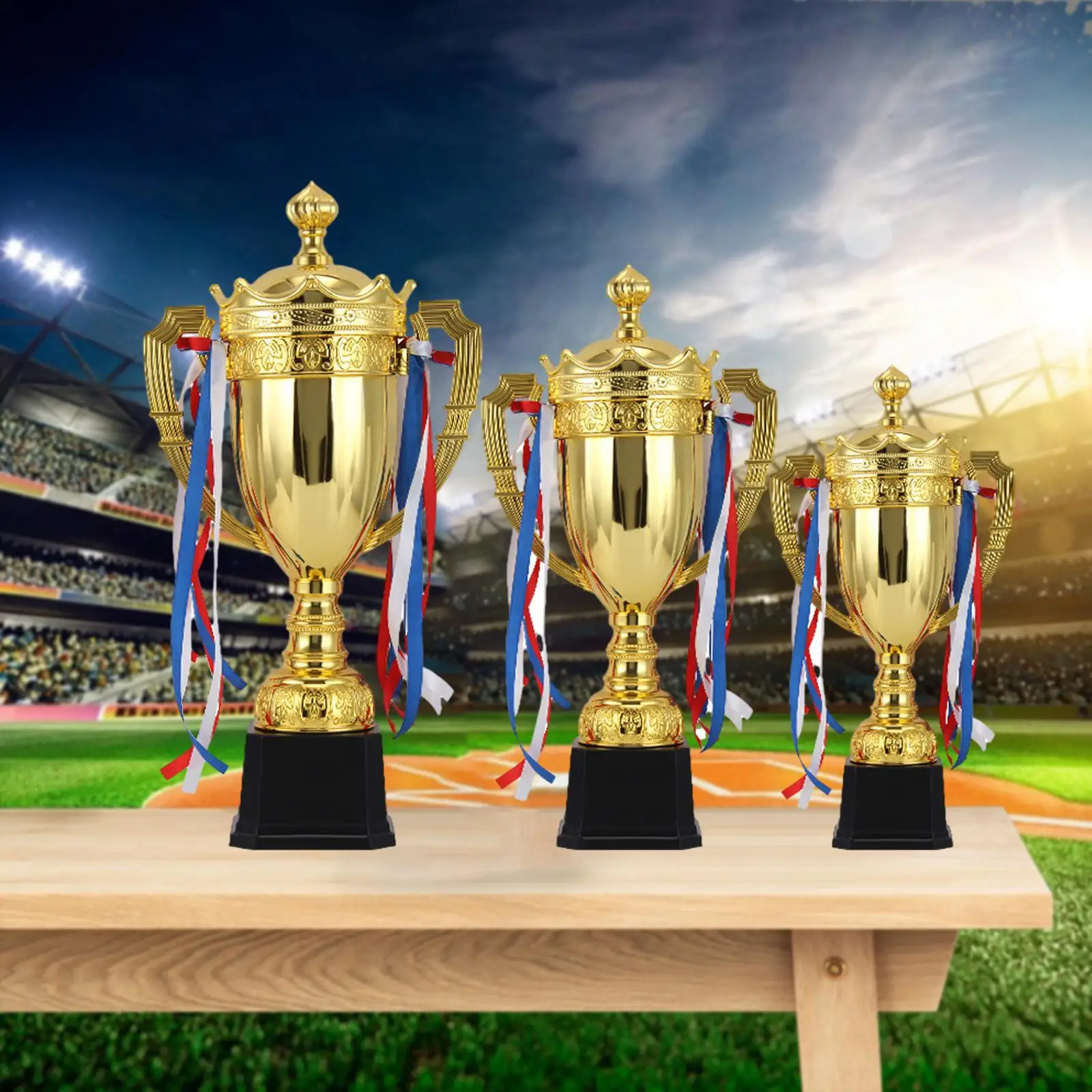 

Award Trophy Cup with Ribbons Participation Trophy Cup for Sports Tournaments Award Ceremonies Party Appreciation Gifts Rewards