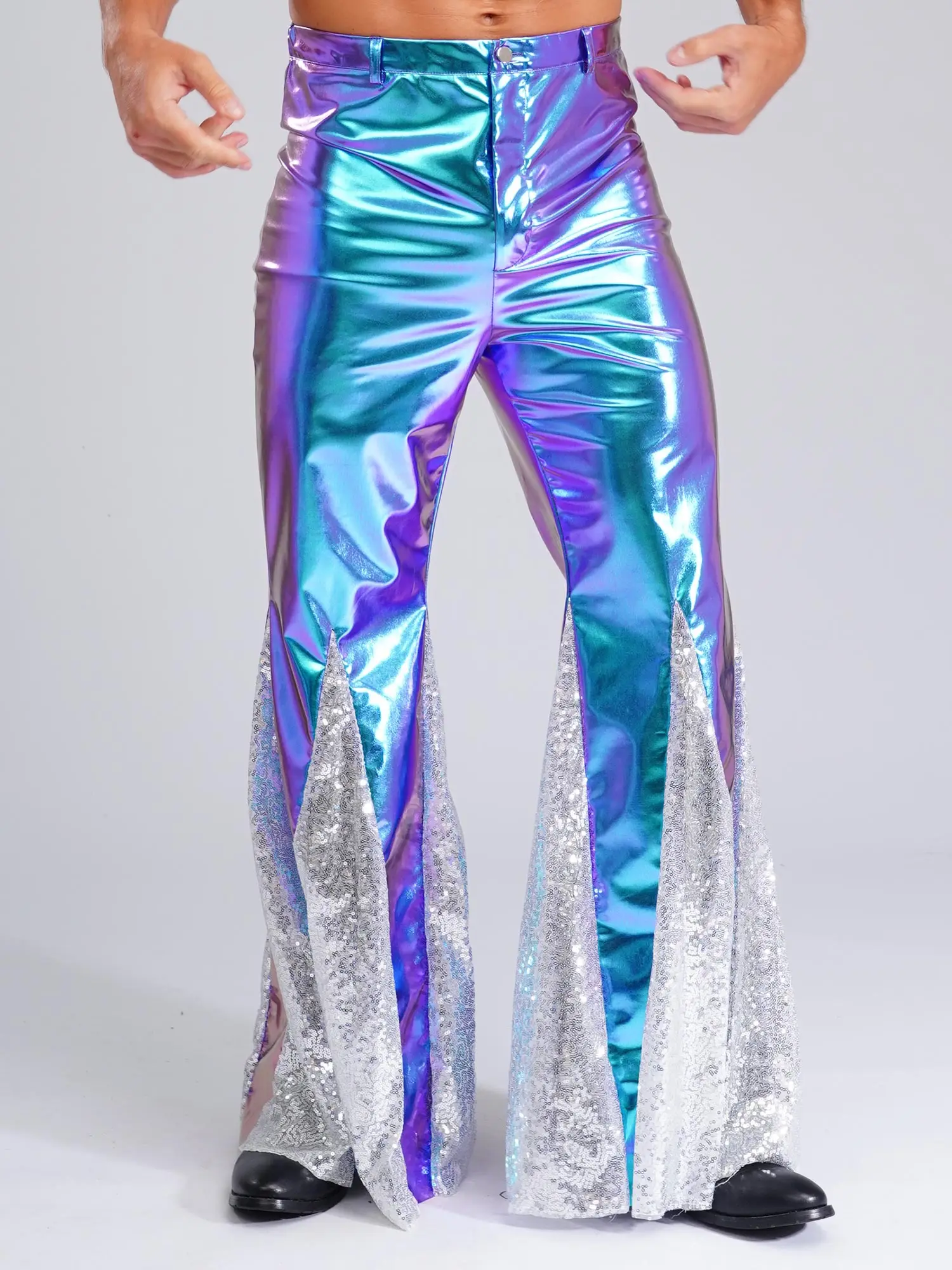 Pantaloni da uomo Costume da discoteca retrò Vintage anni '60 anni '70 pantaloni con fondo a campana pantaloni lunghi svasati pantaloni da Costume da uomo Show Clubwear  200000343