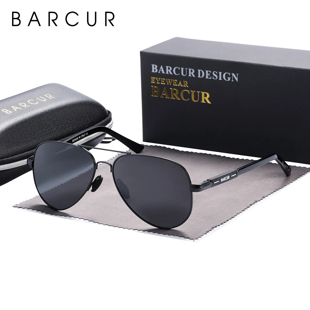 Barcur polarisierte herren sonnenbrille pilot sonnenbrille für männer zubehör fahren angeln, wandern brillen oculos gafas de sol – Detail 8