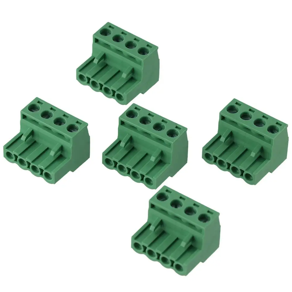 5 Pcs 5.08mm Pitch Phoenix Type Connector PCB Mount 4 Pin Terminal Connector Green PCB Screw Communication Equipment