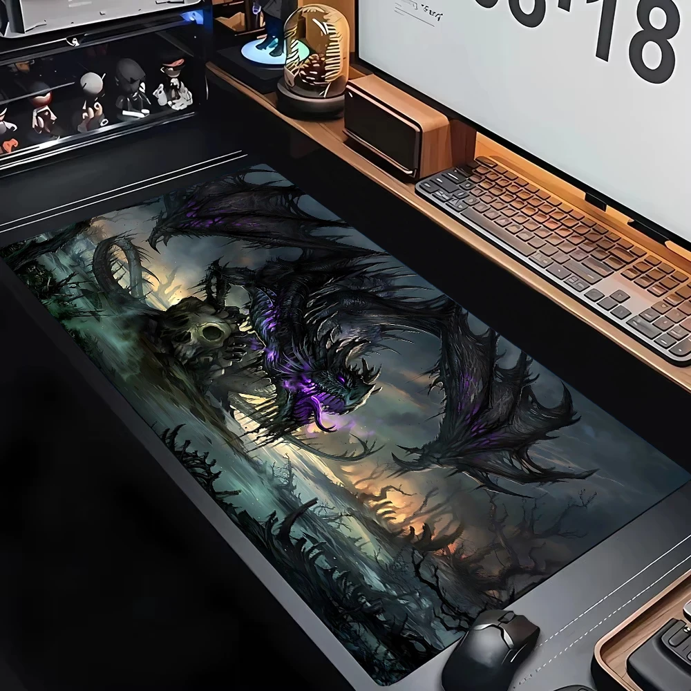 ブラックドラゴンマウスパッドプレイマット大型デスクマットゲーム