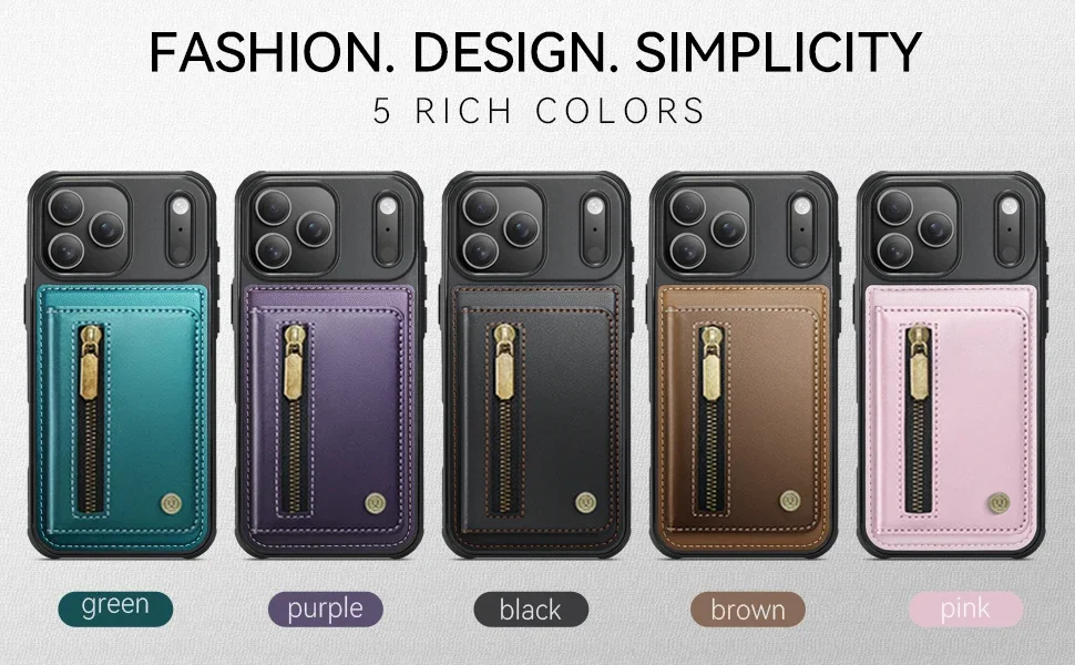 Premium 2-in-1 Detachable RFID Zipper Magnetic Leather Wallet Case