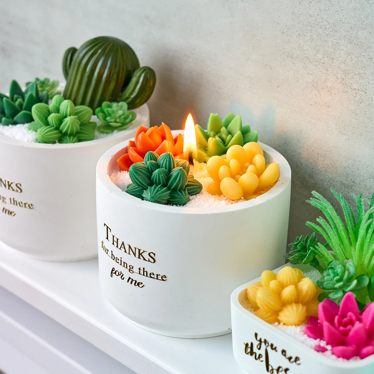 7hole Succulent Plant Silicone Candle Mold DIY Scented Soap Casting Molds Plaster Resin Chocolate Baking Making Home Crafts Deco